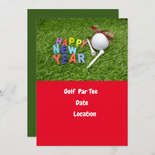 Golf ball and tee Happy New Year Par tee golfer  Invitation