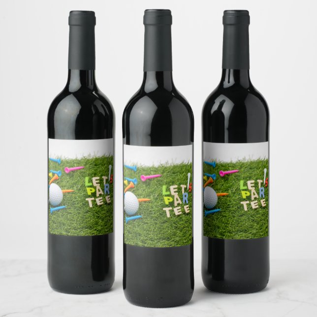Golf ball and tee let us party golfer wine label (Bottles)