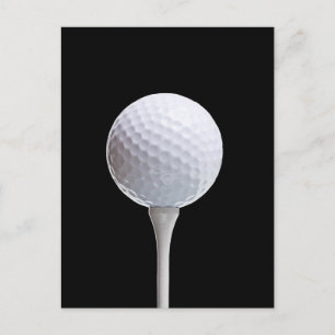 Golf Ball and Tee on Black- Customised Postcard