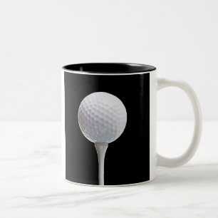 Golf Ball and Tee on Black- Customised Two-Tone Coffee Mug