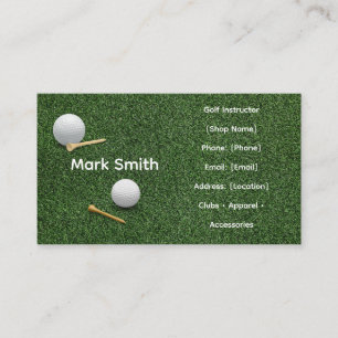 Golf Ball and Tee on Green Grass Business Card
