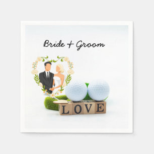 Golf ball and Tee with LOVE  Golfer Wedding   Napkin