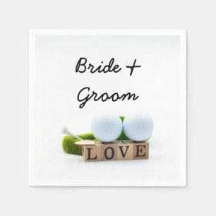 Golf ball and Tee with LOVE  Golfer Wedding Napkin