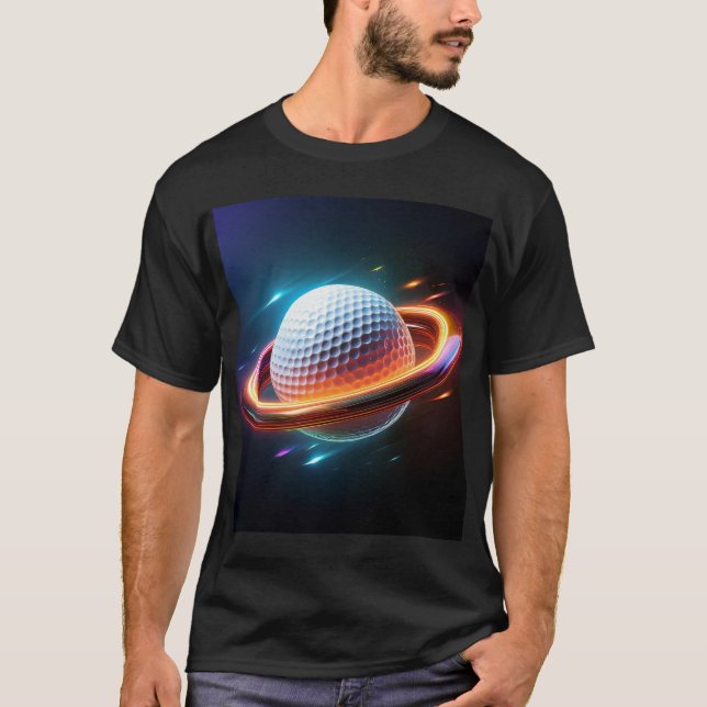 Golf Ball As Saturn Planet T-Shirt (Front)