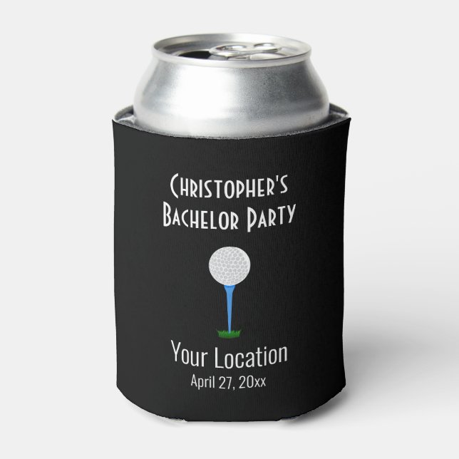 Golf Ball Bachelor Party Wedding Favour Can Cooler (Can Front)