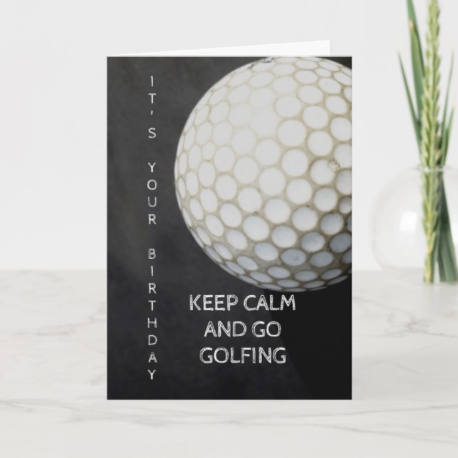 golf ball birthday card for golfer (Front)