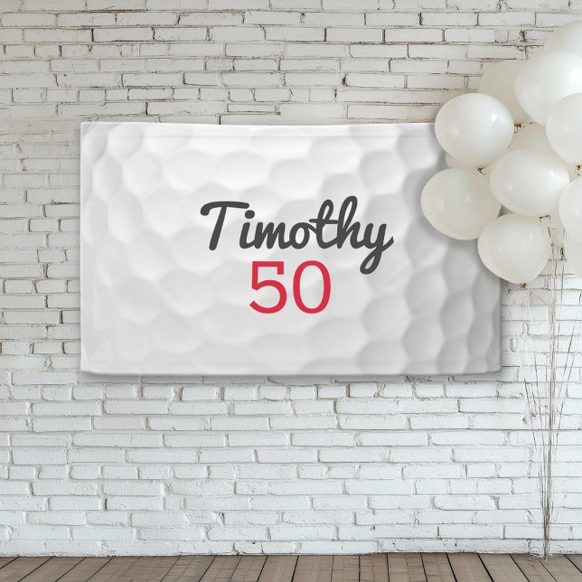Golf Ball Birthday Party - 50th or Other Year Banner (Custom Birthday Banner)