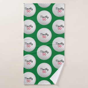 Golf Ball Birthday Party - 50th or Other Year Bath Towel