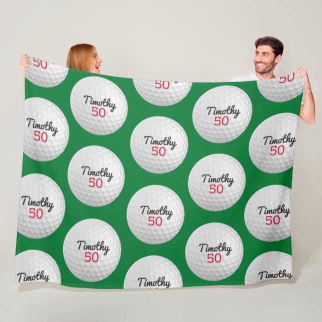 Golf Ball Birthday Party - 50th or Other Year Fleece Blanket (In Situ)