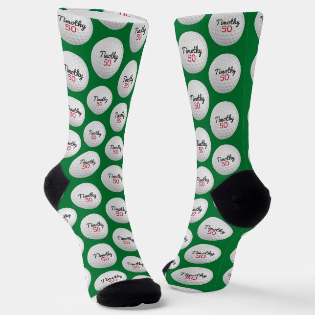 Golf Ball Birthday Party - 50th or Other Year Socks (Angled)