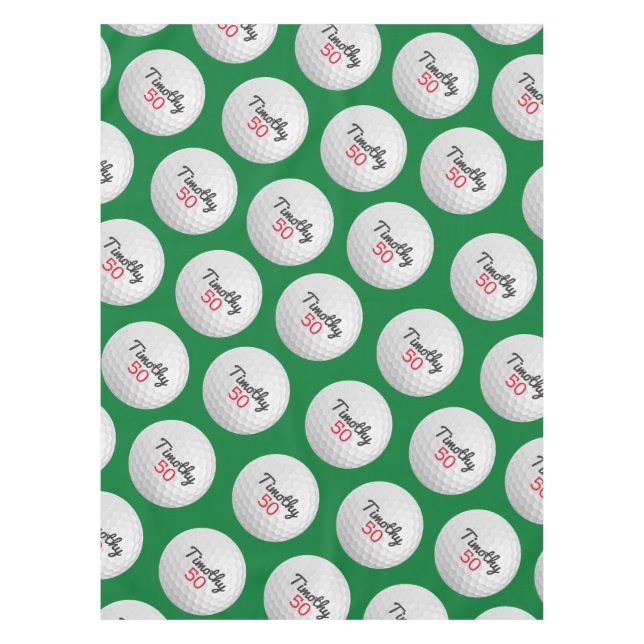 Golf Ball Birthday Party - 50th or Other Year Tablecloth (Front)
