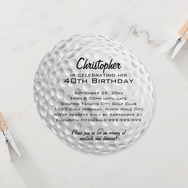 Golf Ball Birthday Party Invitation (Front/Back In Situ)