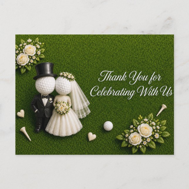 Golf Ball Bride and Groom Wedding  Postcard (Front)