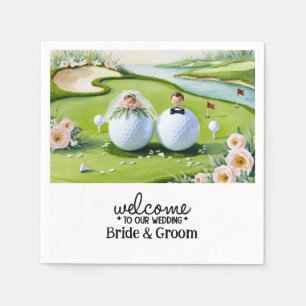 Golf ball Bride & Groom Welcome to our Wedding Napkin
