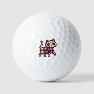 Golf ball, cats decorated with floral motifs balls