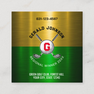 Golf Ball Centred Monogram Design Square Business Card