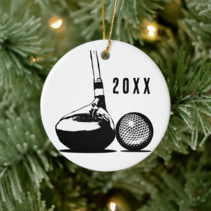 Golf Ball Christmas Ceramic Tree Decoration