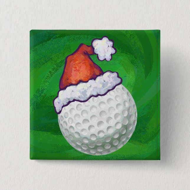 Golf Ball Christmas Hats 15 Cm Square Badge (Front)