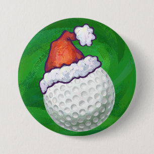 Golf Ball Christmas Hats 7.5 Cm Round Badge