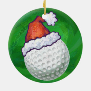 Golf Ball Christmas Hats Ceramic Tree Decoration