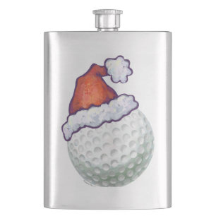 Golf Ball Christmas Hats Hip Flask