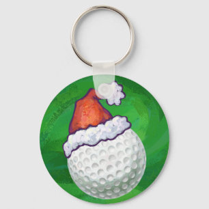 Golf Ball Christmas Hats Key Ring