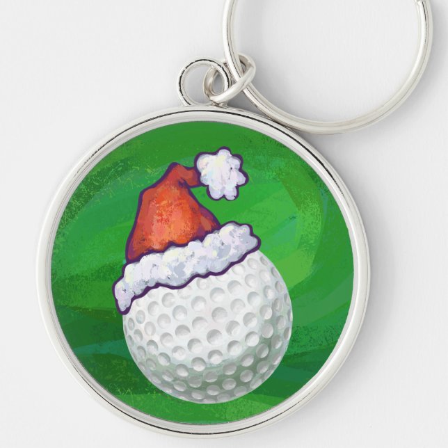 Golf Ball Christmas Hats Key Ring (Front)