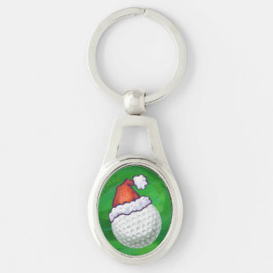Golf Ball Christmas Hats Key Ring