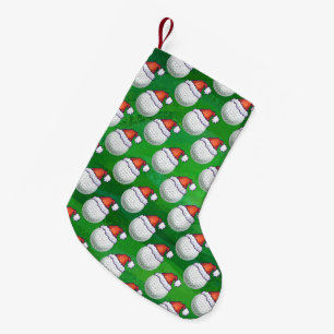 Golf Ball Christmas Hats on Green Small Christmas Stocking