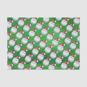 Golf Ball Christmas Hats on Green Tissue Paper