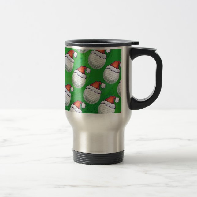 Golf Ball Christmas Hats Travel Mug (Right)