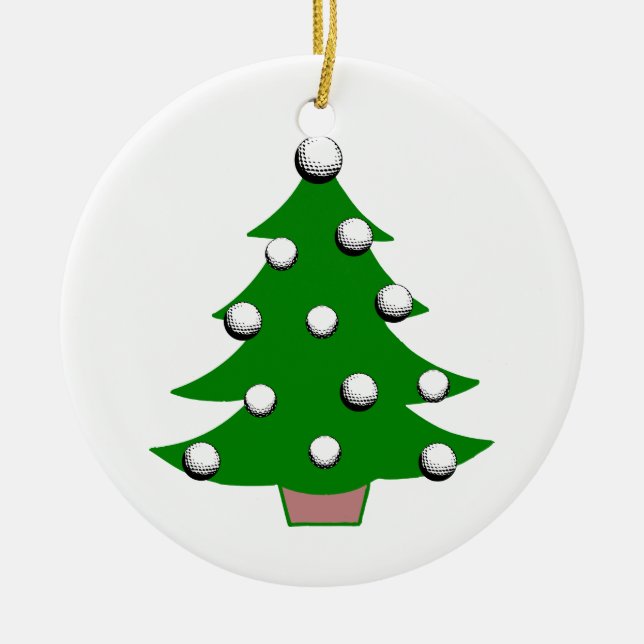 Golf Ball Christmas Tree Ceramic Tree Decoration (Front)