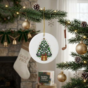 Golf Ball Christmas Tree with Golf Equipment Ceramic Tree Decoration