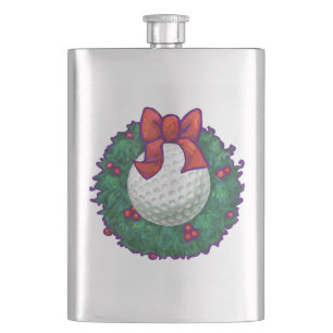 Golf Ball Christmas Wreath Hip Flask