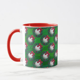 Golf Ball Christmas Wreath Pattern on Green Mug