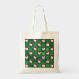 Golf Ball Christmas Wreath Pattern on Green Tote Bag