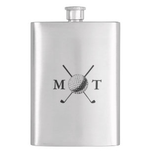 Golf Ball Club Personalised Initial Monogram Hip Flask