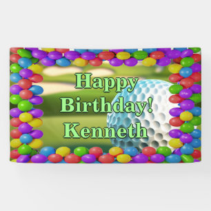 Golf Ball Course Happy Birthday custom Vinyl Banner