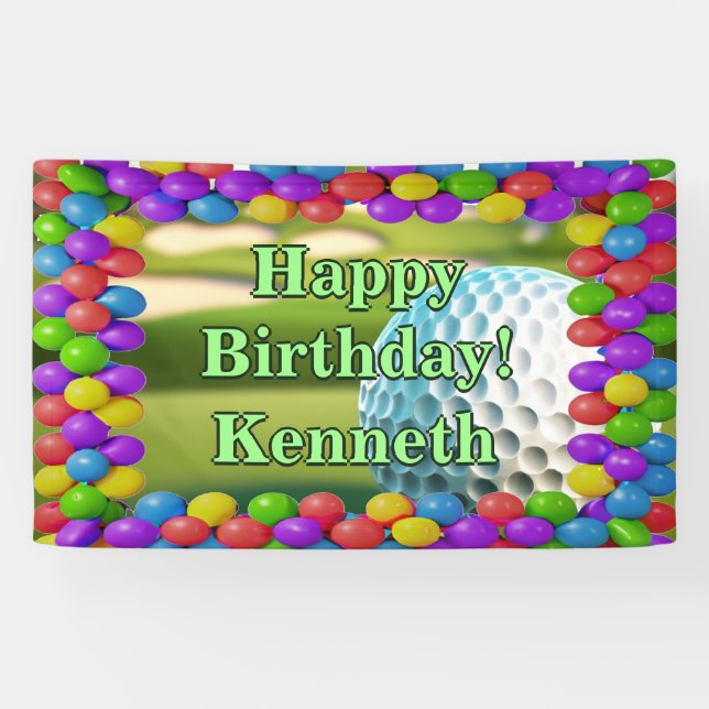 Golf Ball Course Happy Birthday custom Vinyl Banner (Horizontal)