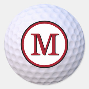 Golf Ball Customisable Monogram Red Classic Round Sticker