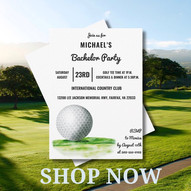 Golf Ball Design | Golf Bachelor Party  Invitation (Creator Uploaded)