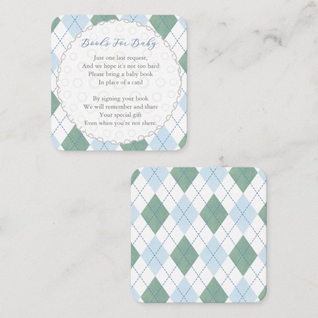 Golf Ball Diamond Print Diaper Raffle Baby Shower Enclosure Card (Front/Back)