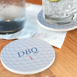 Golf Ball Dimples Monogrammed Sandstone Coaster