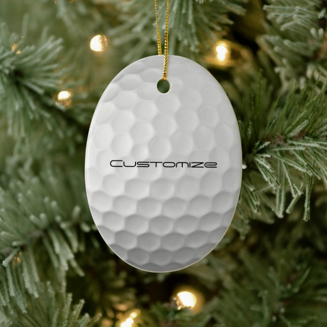 Golf Ball Dimples pattern with Personalised Text Ceramic Tree Decoration (Tree)