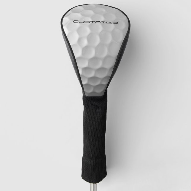 Golf Ball Dimples pattern with Personalised Text Golf Head Cover (Front)
