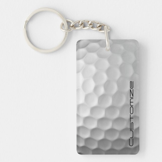 Golf Ball Dimples pattern with Personalised Text Key Ring (Front)