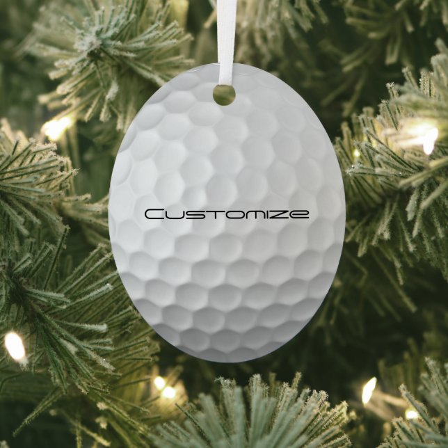 Golf Ball Dimples pattern with Personalised Text Metal Tree Decoration (Insitu)