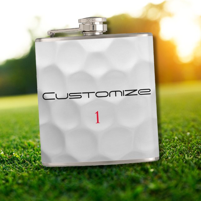 Golf Ball Dimples Personalised Text and Number Hip Flask (Creator Uploaded)