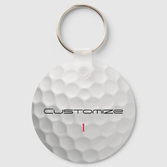 Golf Ball Dimples Personalised Text and Number Key Ring (Front)