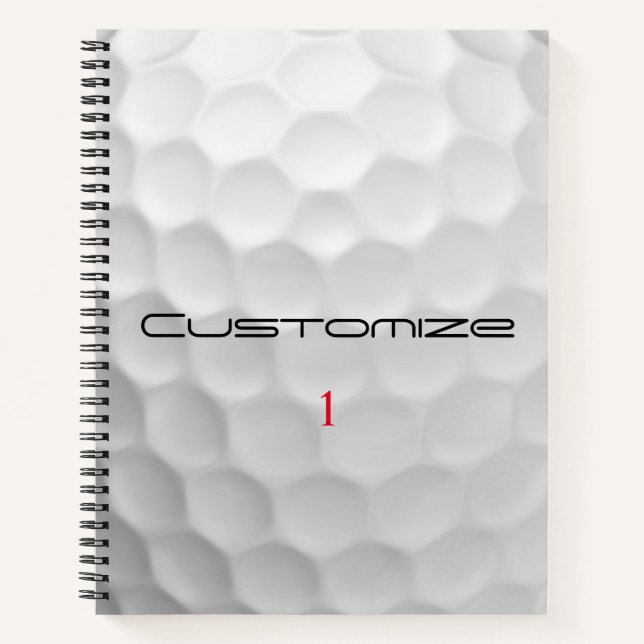 Golf Ball Dimples Personalised Text and Number Notebook (Front)